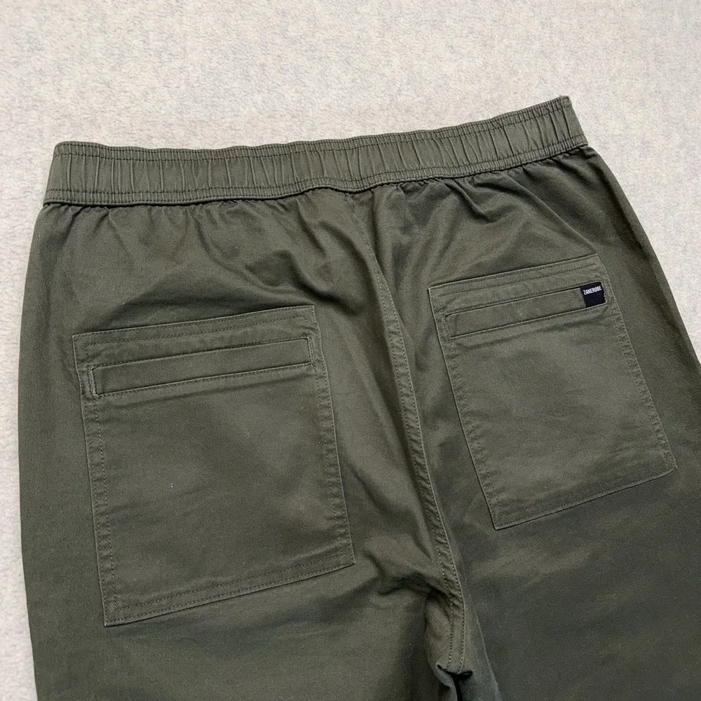 Zanerobe Olive Green‎ Jogger Pants Mens Elastic Waist Zip Cargo Pocket Tapered L